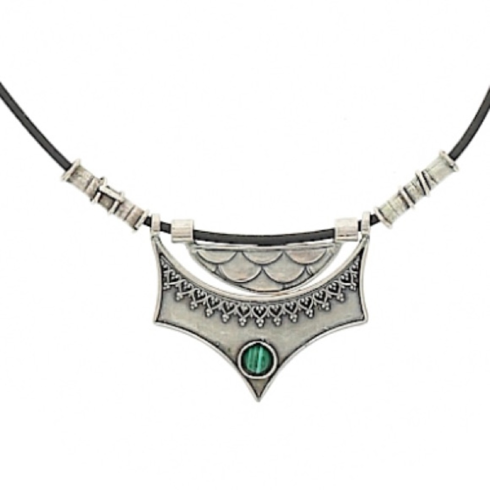 Green & 925 Silver Statement Necklace. Unique gift